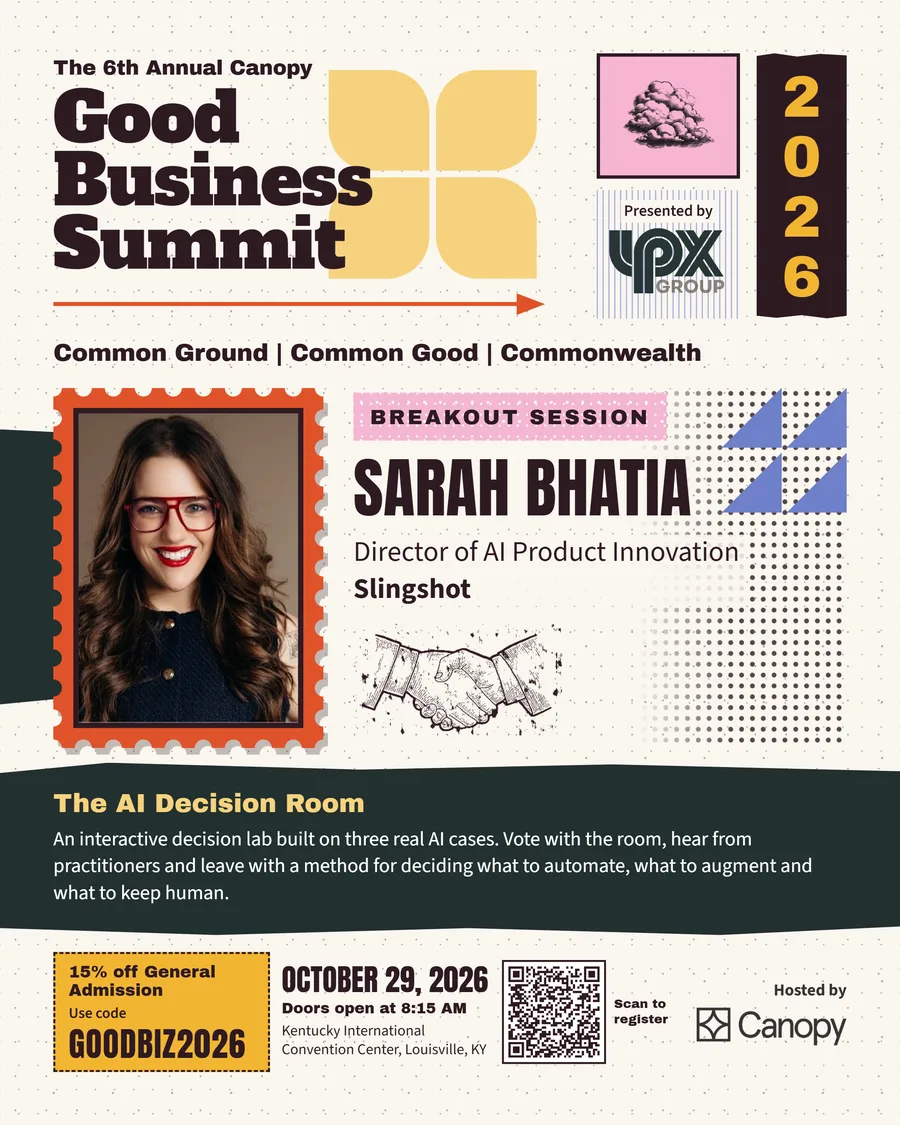 Sarah Bhatia 2026 Good Business Summit speaker card