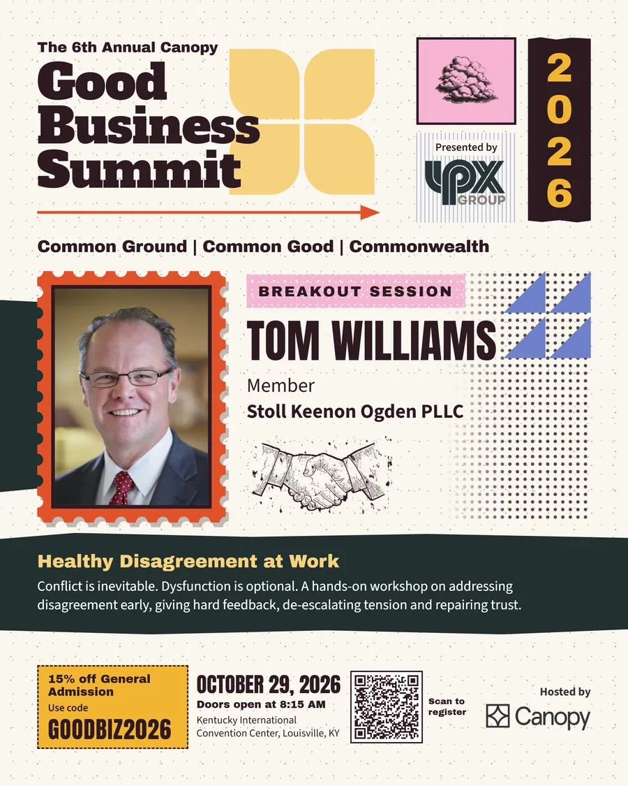 Tom Williams 2026 Good Business Summit speaker card